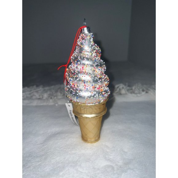 Robert Stanley Blown Glass Sprinkled ICE CREAM Cone Christmas Ornament - Picture 2 of 6